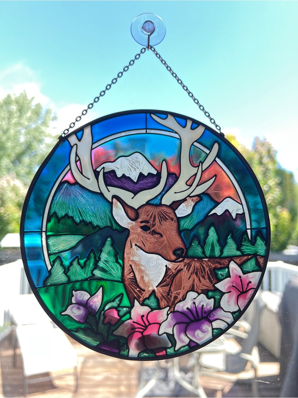 Vtg Handcrafted Stained Glass Deer Window Art - Joan Baker Designs